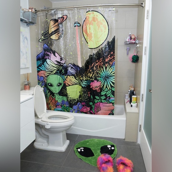 Dolls Kill Other - Ethereal World Shower curtain plus Alien bath mat